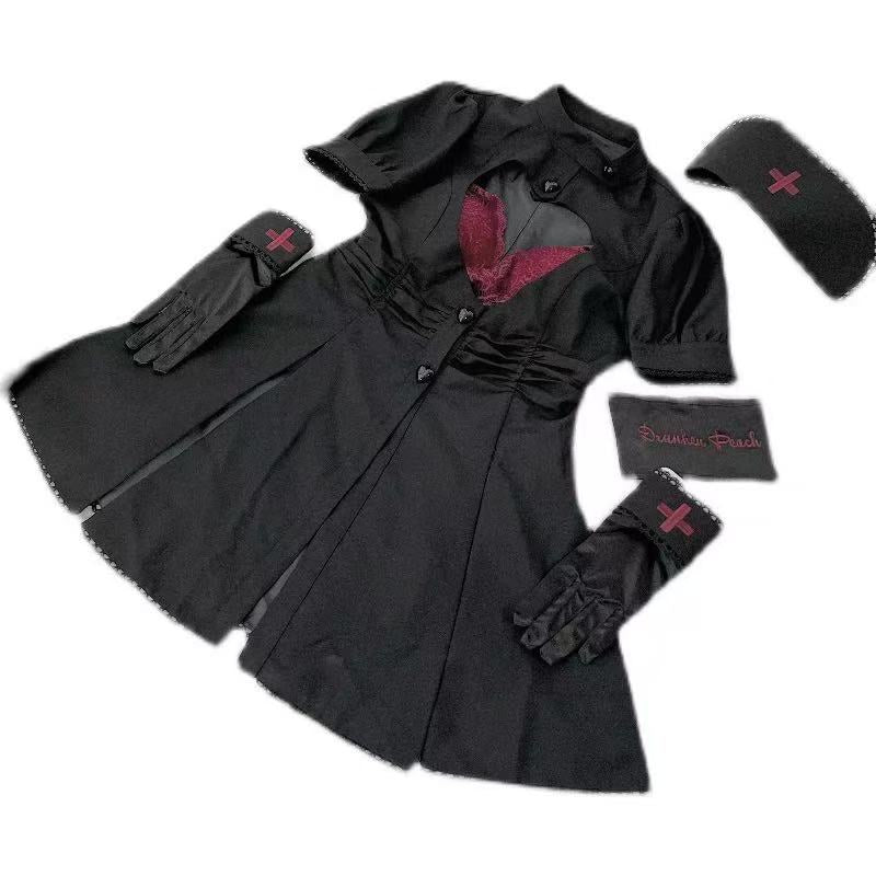 [Pre]Goth Lolita Bloody Nurse Dress Dark Cosplay Uniform Halloween Outfit