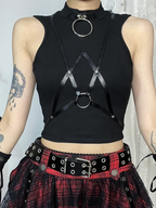 Goth Lolita Dress Leather Black Sleeveless Punk Cropped Blouse