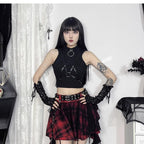 Goth Lolita Dress Leather Black Sleeveless Punk Cropped Blouse