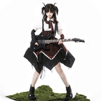 Goth Lolita Dress Plaid Accent Punk Lolita Ensemble red balck shirt skirt