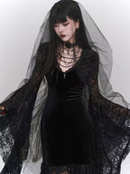Goth Lolita Black French Retro Subculture Long Dress Medieval Ghost Dark