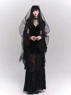 Goth Lolita Black French Retro Subculture Long Dress Medieval Ghost Dark