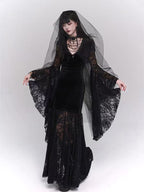 Goth Lolita Black French Retro Subculture Long Dress Medieval Ghost Dark