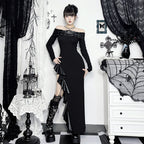 Goth Lolita Punk Dress JSK Special Brother Long Dress Black Irregular Skirt