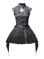 Goth lolita Set Black Punk Batwing Dress