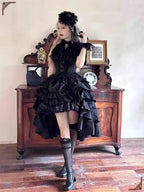 Goth Lolita Skirt Dark Black Vampire Count Shirt Lift Dress