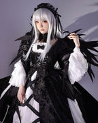 Goth Lolita Black Jacquard Long Dress Style Rococo for Halloween Which Costume Cosplay