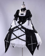 Goth Lolita Black Jacquard Long Dress Style Rococo for Halloween Which Costume Cosplay