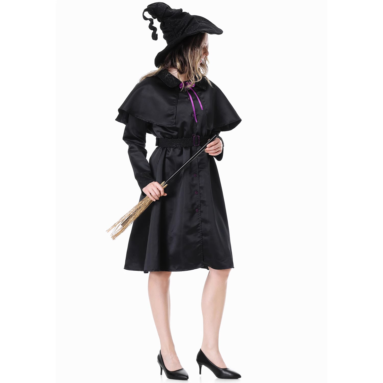 Design Concept：
This black Gothic Lolita witch dress combines a mysterious and elegant aesthetic with playful Halloween charm. The fitted bodice and flared skirt create a flattering silhouette, while the included witch hat adds a classic magical touch. Perfect for Halloween, themed parties, cosplay events, or masquerade gatherings, this ensemble brings a striking witch character to life.