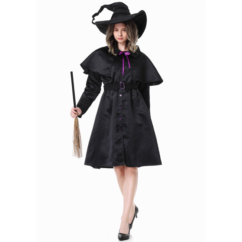 Design Concept：
This black Gothic Lolita witch dress combines a mysterious and elegant aesthetic with playful Halloween charm. The fitted bodice and flared skirt create a flattering silhouette, while the included witch hat adds a classic magical touch. Perfect for Halloween, themed parties, cosplay events, or masquerade gatherings, this ensemble brings a striking witch character to life.