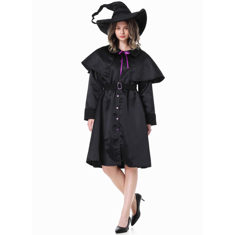 Design Concept：
This black Gothic Lolita witch dress combines a mysterious and elegant aesthetic with playful Halloween charm. The fitted bodice and flared skirt create a flattering silhouette, while the included witch hat adds a classic magical touch. Perfect for Halloween, themed parties, cosplay events, or masquerade gatherings, this ensemble brings a striking witch character to life.