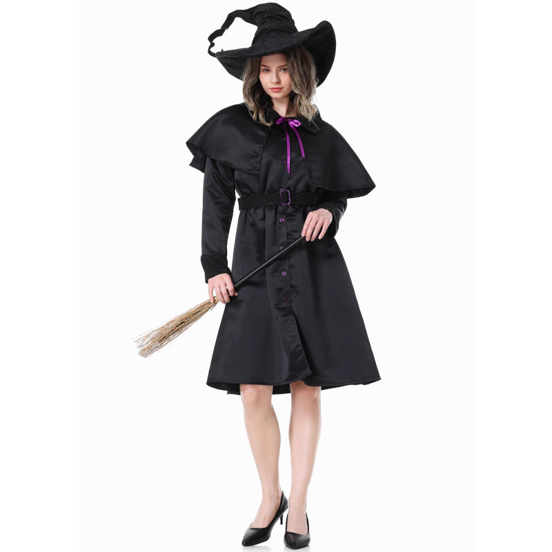Design Concept：
This black Gothic Lolita witch dress combines a mysterious and elegant aesthetic with playful Halloween charm. The fitted bodice and flared skirt create a flattering silhouette, while the included witch hat adds a classic magical touch. Perfect for Halloween, themed parties, cosplay events, or masquerade gatherings, this ensemble brings a striking witch character to life.
