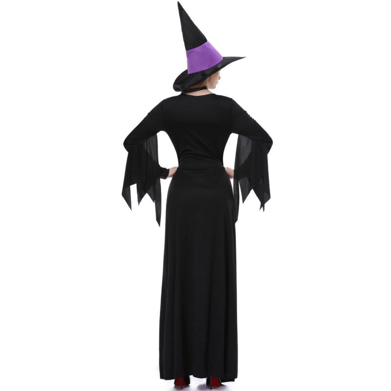 Design Concept：
This purple and black Gothic Lolita witch dress combines a mysterious and elegant aesthetic with playful Halloween charm. The fitted bodice and flared skirt create a flattering silhouette, while the included witch hat and choker add a classic magical touch. Perfect for Halloween, themed parties, cosplay events, or stage performances, this outfit brings a striking witch character to life.