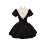 Goth Nun Black Long Short Op sleeved Apron Lolita Dress