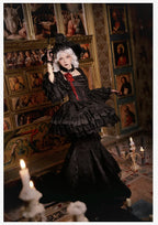 Goth Prom Set Black Victorian Inspired Ruffled Gowns Fish Tail Corset Skirt