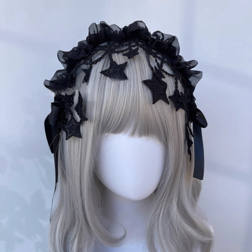Design Concept：

This Gothic Lolita headband combines dark elegance with playful angelic charm. Crafted in both black and white, the accessory is designed to enhance Lolita, Y2K, and subculture styles. The collection features four distinct styles: two classic designs and two adorned with delicate angel wings, offering versatile options for cosplay, themed photoshoots, or daily Lolita fashion. Perfect for adding a touch of dramatic yet whimsical flair to any outfit.