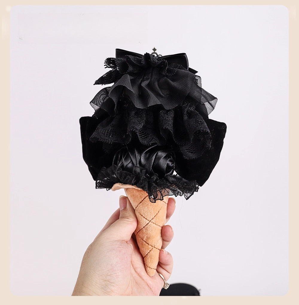 Design Concept:
This accessory blends gothic elegance with a playful twist, featuring a Skull Bride cone handheld design. Crafted in black lace with delicate detailing, it reflects both dark fantasy and vintage charm. The cone-shaped handheld piece captures the essence of Gothic Lolita aesthetics while adding a unique statement for cosplay, themed events, or collection display.This product is a presale item, allowing you to secure a piece of artistry ahead of time.