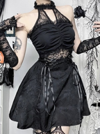 Gothic Lolita Black Dress Stitching Skirt Lolita Dress