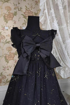 Design Concept:

This Gothic Lolita JSK dress in classic black features a three-tier frill design with foil-printed ribbon details. The layered ruffles create a dramatic and elegant silhouette, perfectly capturing the Gothic princess aesthetic. Crafted with attention to detail, the dress combines sophistication with a charming, dark Lolita vibe. Ideal for special occasions, cosplay, or completing a Gothic Lolita wardrobe, this JSK offers both style and timeless elegance.