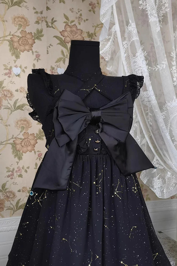 Design Concept:

This Gothic Lolita JSK dress in classic black features a three-tier frill design with foil-printed ribbon details. The layered ruffles create a dramatic and elegant silhouette, perfectly capturing the Gothic princess aesthetic. Crafted with attention to detail, the dress combines sophistication with a charming, dark Lolita vibe. Ideal for special occasions, cosplay, or completing a Gothic Lolita wardrobe, this JSK offers both style and timeless elegance.