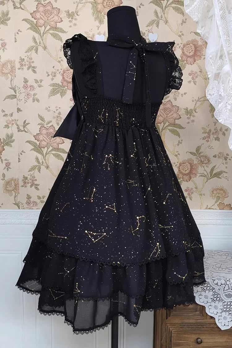Design Concept:

This Gothic Lolita JSK dress in classic black features a three-tier frill design with foil-printed ribbon details. The layered ruffles create a dramatic and elegant silhouette, perfectly capturing the Gothic princess aesthetic. Crafted with attention to detail, the dress combines sophistication with a charming, dark Lolita vibe. Ideal for special occasions, cosplay, or completing a Gothic Lolita wardrobe, this JSK offers both style and timeless elegance.