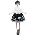 Gothic Lolita Black White Mushroom Print Ensemble Skirt