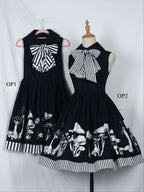 Gothic Lolita Black White Mushroom Print Ensemble Skirt