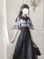 Classic Lolita Black Sheer Japanese Long School Dress Cloak Flying Sleeves Light Lolita