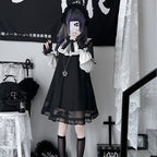 Gothic Lolita Black Sheer Overlay Dress Ruffle Cake