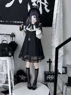 Gothic Lolita Black Sheer Overlay Dress Ruffle Cake