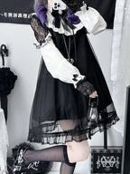 Gothic Lolita Black Sheer Overlay Dress Ruffle Cake