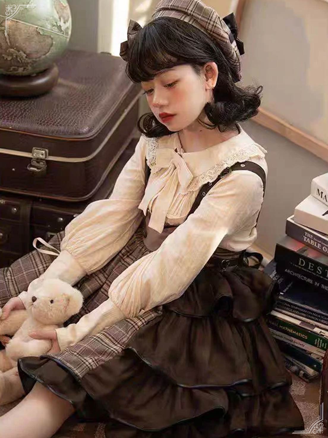 Gothic Lolita Brown Punk Strap SK Skirt Original Detective Side Opening British Outfit