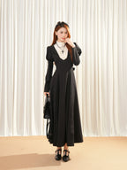 Design Concept:
This Gothic Lolita dress blends classic maid aesthetics with versatile daily wear. Crafted in black and white, the design features a soft, flowing fabric that drapes elegantly for both long-sleeve and short-sleeve options. Delicate details, such as subtle lace trims and a fitted waist, create a refined silhouette while maintaining comfort for everyday wear. Perfect for casual outings, tea parties, or themed gatherings, this dress captures the essence of soft Gothic elegance.
