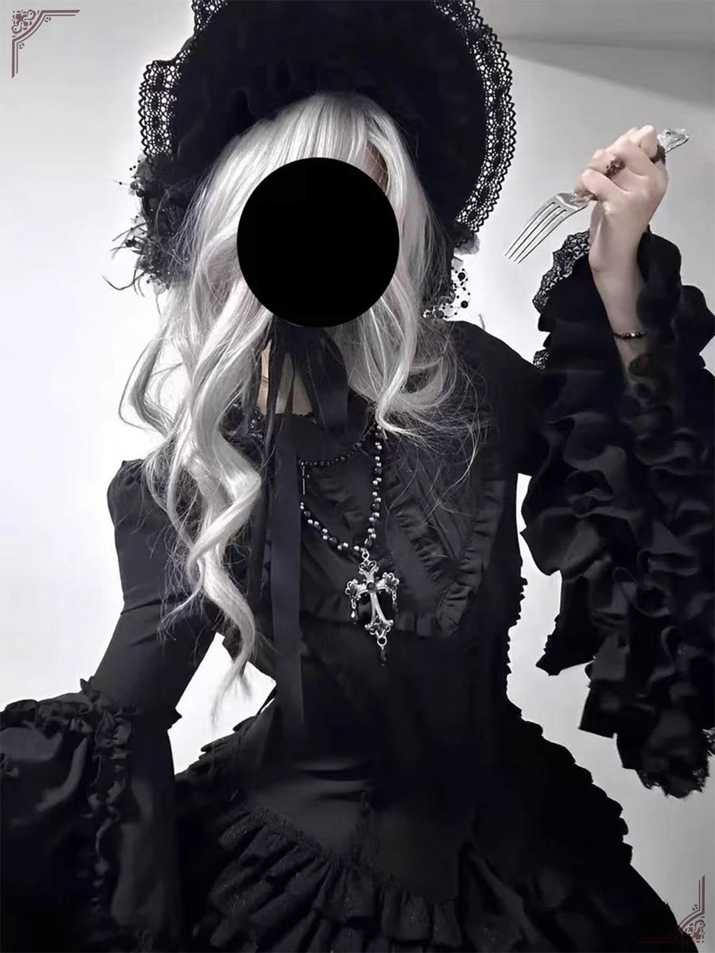 Gothic Lolita Dress Elegant Bat Sleeve Dress for Women Plus Size Dark Academia Dress for Halloween Cosplay