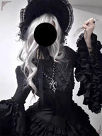 Gothic Lolita Dress Elegant Bat Sleeve Dress for Women Plus Size Dark Academia Dress for Halloween Cosplay