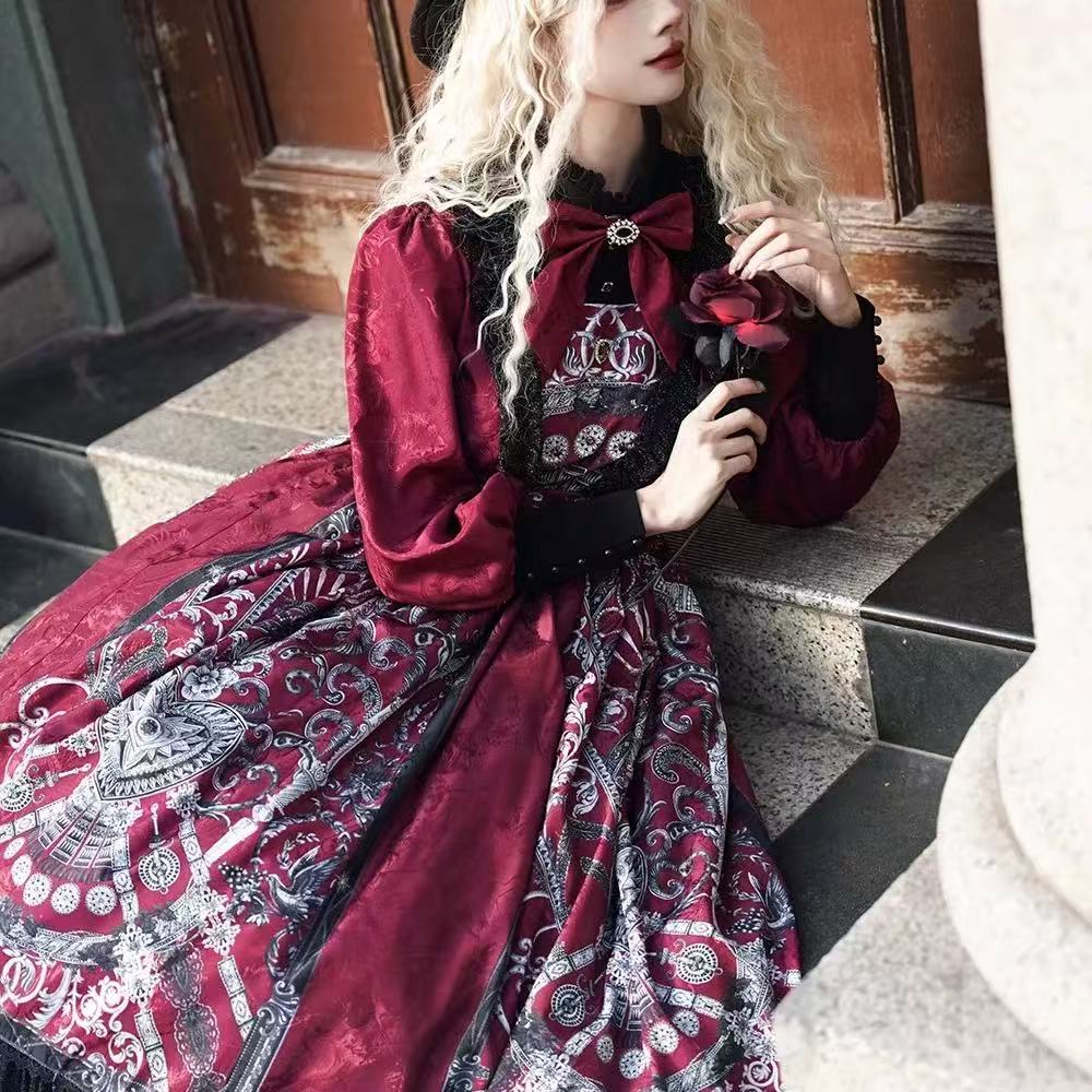 Design Concept:&nbsp;

This Gothic Lolita OP dress showcases an elegant and gorgeous style with refined details and long sleeves, perfect for a graceful and classic look. Available in three colors—blue, red, and green—the dress allows versatile choices to suit different moods and occasions. Its timeless Gothic Lolita charm makes it a beautiful option for daily wear, tea parties, or themed gatherings.