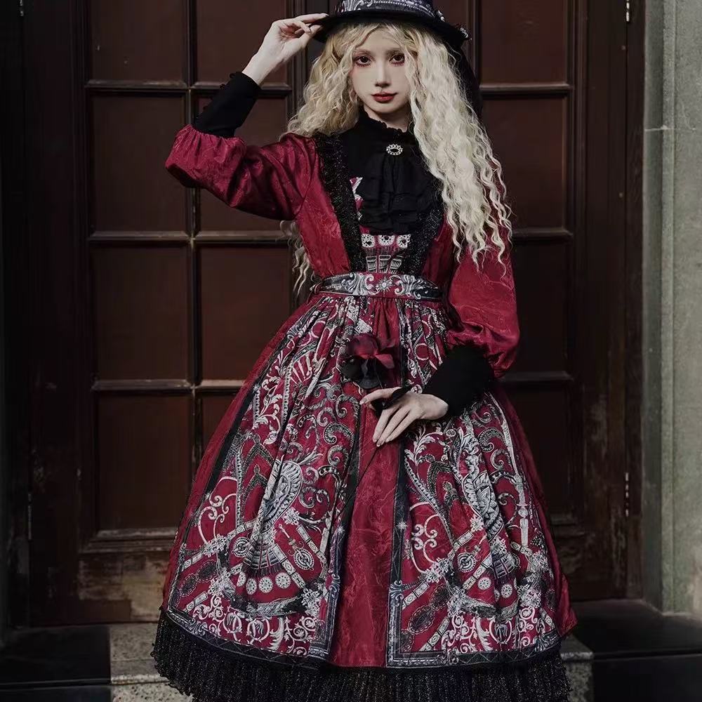 Design Concept:&nbsp;

This Gothic Lolita OP dress showcases an elegant and gorgeous style with refined details and long sleeves, perfect for a graceful and classic look. Available in three colors—blue, red, and green—the dress allows versatile choices to suit different moods and occasions. Its timeless Gothic Lolita charm makes it a beautiful option for daily wear, tea parties, or themed gatherings.