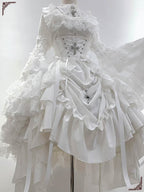 Gothic Lolita Elegant White Dramatic Ruffled Multilayer Cake Gown Dress