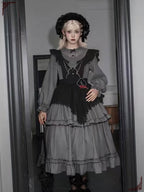 Victorian Gothic Dress – Grey & Black Palette long lolita dress