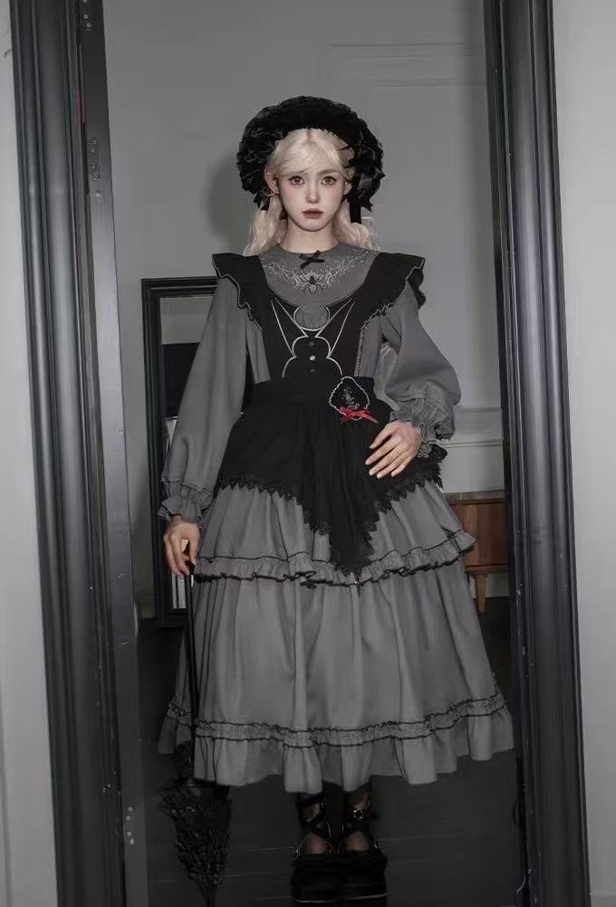 Design Concept:

This Gothic Lolita gray dress features a three-tier flared design with delicate embroidery, combining dramatic elegance with a refined gothic aesthetic. The soft gray tone adds a mysterious and sophisticated touch, perfect for creating a unique Lolita look. Product Details: The product includes one dress, designed to offer a striking and graceful outfit suitable for special occasions or themed fashion.