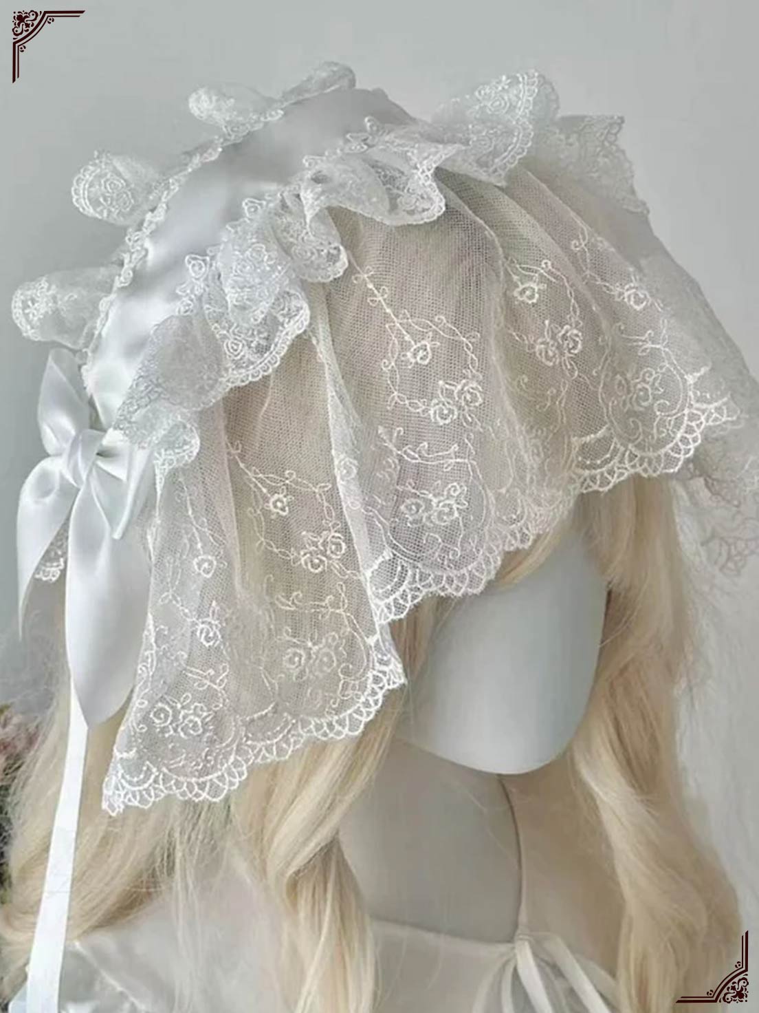 Gothic Lolita Lace Hair Accessory Halloween Dark Headband Nun Style Veil