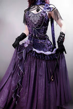 Design Concept:

This Gothic Lolita JSK dress embodies an elegant blend of sweetness and grandeur. Designed in a soft purple shade, it features layered ruffles, delicate lace trim, and graceful bow accents that highlight its princess-like charm. The flared skirt creates a voluminous silhouette, perfect for capturing the dreamy elegance of classic Lolita fashion. Whether styled with a blouse for a refined Gothic look or worn with matching accessories, this dress is ideal for tea parties, themed gatherings, o