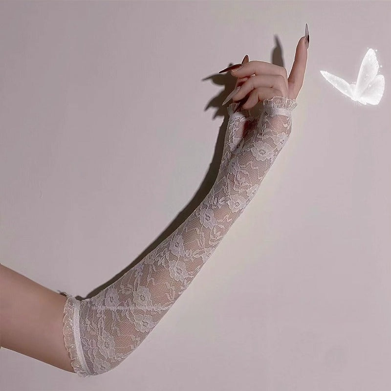 Design Concept:
These Gothic Lolita long lace fingerless gloves combine elegance and dark romantic charm. Crafted with delicate lace, they feature a subtle floral pattern and an open-finger design, perfect for adding a refined yet edgy touch to your Lolita or Y2K-inspired outfits. Available in black and white, these gloves complement both casual and themed ensembles, enhancing your ensemble with a sophisticated gothic flair. Ideal for parties, cosplay, or special events.