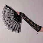 Design Concept:
These Gothic Lolita long lace fingerless gloves combine elegance and dark romantic charm. Crafted with delicate lace, they feature a subtle floral pattern and an open-finger design, perfect for adding a refined yet edgy touch to your Lolita or Y2K-inspired outfits. Available in black and white, these gloves complement both casual and themed ensembles, enhancing your ensemble with a sophisticated gothic flair. Ideal for parties, cosplay, or special events.