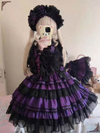 Gothic Lolita Purple Witch Dress Halloween Original Design Mid Length