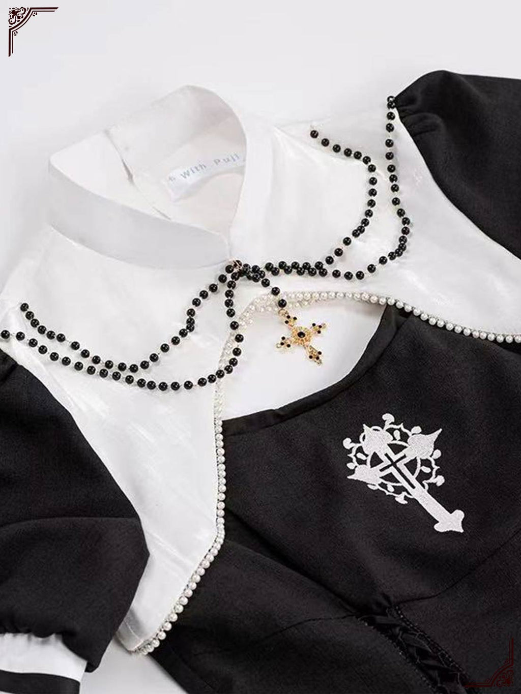 Gothic victorian lolita dress Black and White Nun-style Maxi Dress