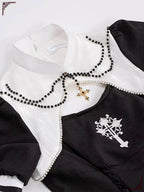 Gothic victorian lolita dress Black and White Nun-style Maxi Dress