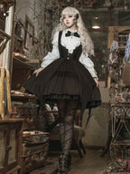Gothic Lolita Witch Magic Dark Black White Wind Daily Long Sleeve Lolita Coord