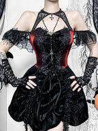 Gothic Red and Black Dress Lolita Puffy Short Lolita Skirt