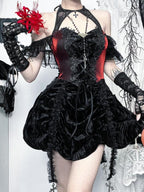 Gothic Red and Black Dress Lolita Puffy Short Lolita Skirt